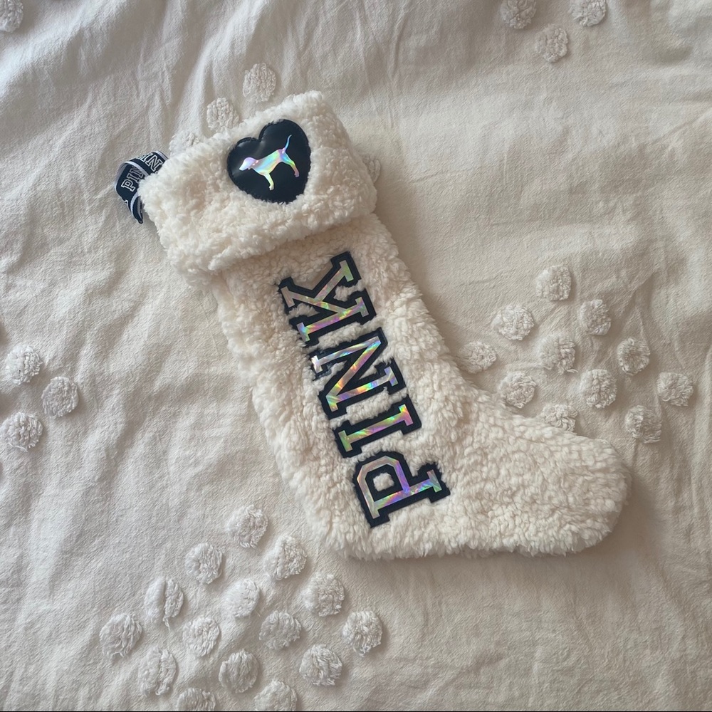 PINK Iridescent Sherpa Stocking